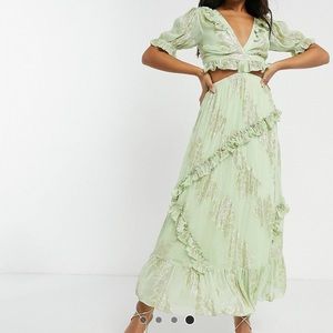 ASOS DESIGN wrap front maxi dress with back lace